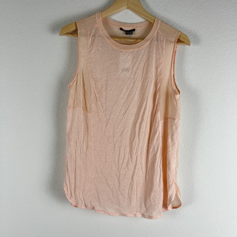 Vince Silk Cashmere Tank Top Womens Small Pink Sleeveless Sheer Classic NWT
